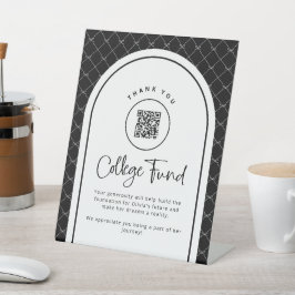 Schwarz-weiße Uni QR Code Pedestal Sign Sockelschild