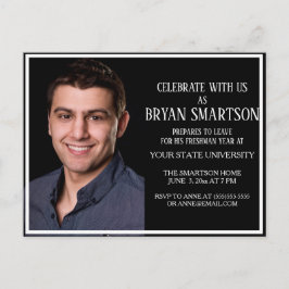 Schwarz-weiße Uni Trunk Party Foto Einladung