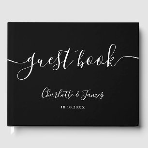 Schwarz-Weiße Unterschrift Script Hochzeit Gästebuch