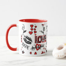 Schwarz-weiße Valentinstag-Tasse