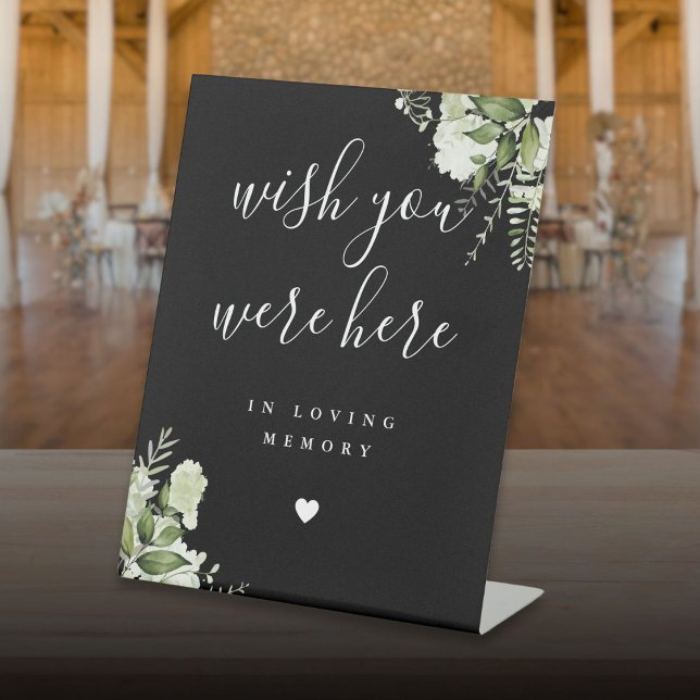 Schwarz-weiße Vegetation wünscht, Sie wären hier i Sockelschild (Black White Greenery Wish You Were Here In Memory Pedestal Sign)