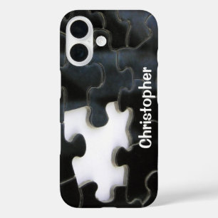 Schwarz-weiße Vermisste Puzzleteile iPhone 16 Hülle
