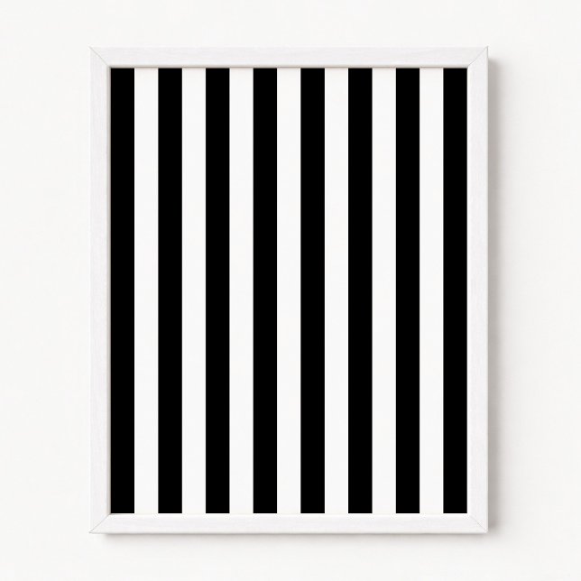 Schwarz-Weiße vertikale Streifen Poster (Black and White Stripes - Vertical - Add your own personalized text message.)