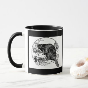Schwarz weiße vintage Biber Kaffeetasse