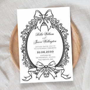 Schwarz-weiße Vintage-Bogen-Hochzeit Einladung