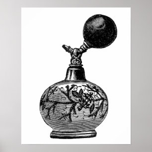 Schwarz-weiße Vintage-Duftillustration Poster