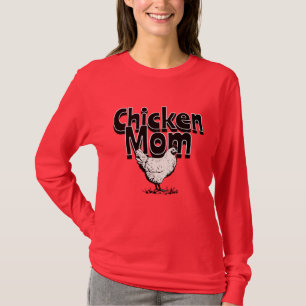 Schwarz-weiße Vintage-Huhn-Mama T-Shirt