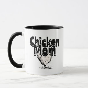 Schwarz-weiße Vintage-Huhn-Mama Tasse