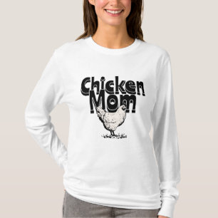 Schwarz-weiße Vintage-Huhn-Mutter T-Shirt