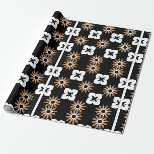 Schwarz-weiße vintage-keramische Mosaikfliesen Nam Geschenkpapier
