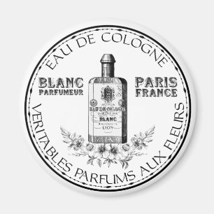 Schwarz-weiße Vintage-Perfumers-Blumencologne Magnet