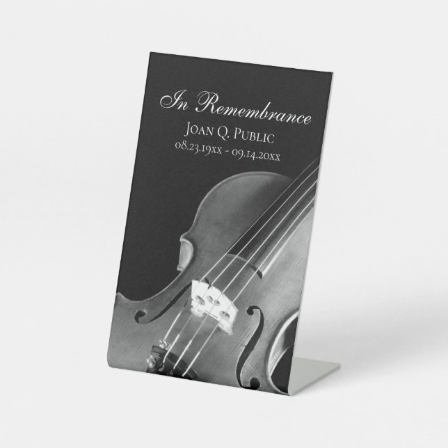 Schwarz-weiße Violinmusikfeier Sockelschild (Vorderseite)
