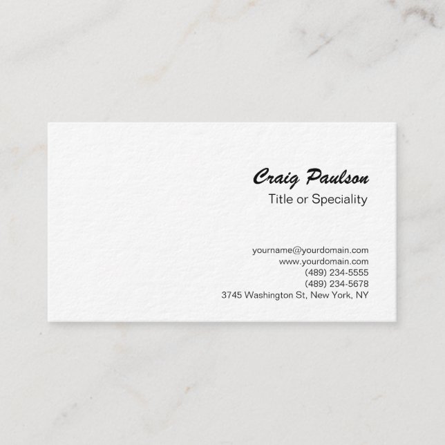 Schwarz-weiße Visitenkarte für das Script in Ultra (Vorderseite)