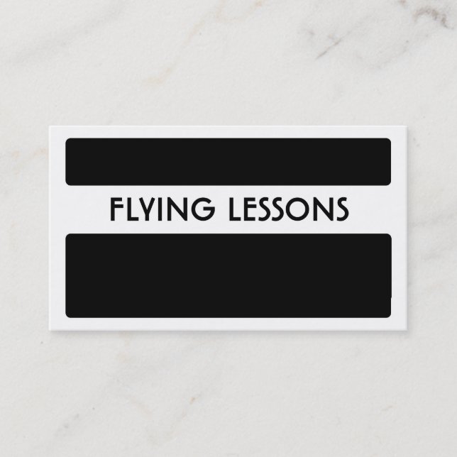 Schwarz-weiße Visitenkarten für Flugstunden Visitenkarte (Vorderseite)