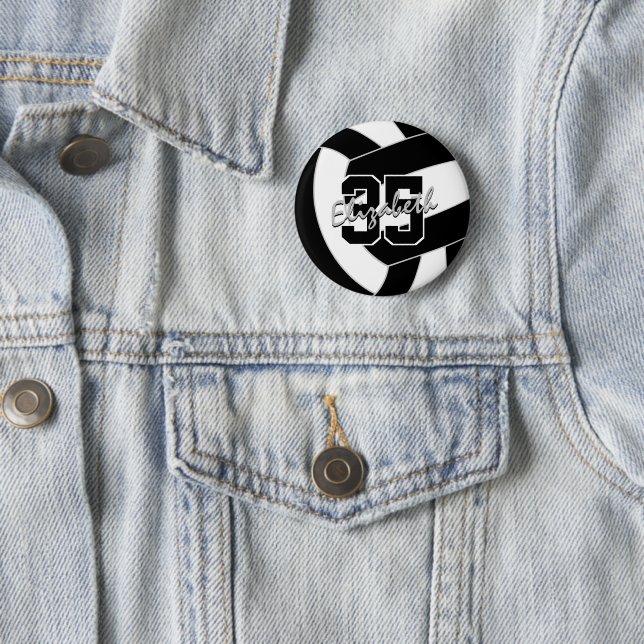 Schwarz-weiße Volleyballfarben Button (Beispiel)