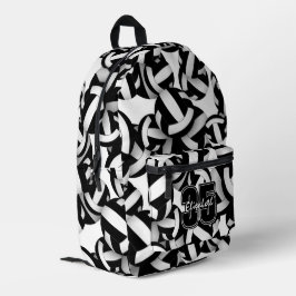 Schwarz-weiße Volleyballmannschaftsfarben mit Jers Bedruckter Rucksack