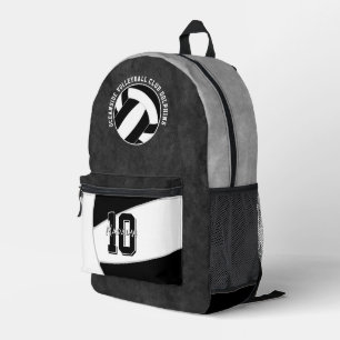 Schwarz-weiße Volleyballmannschaftsfarben Teamname Bedruckter Rucksack