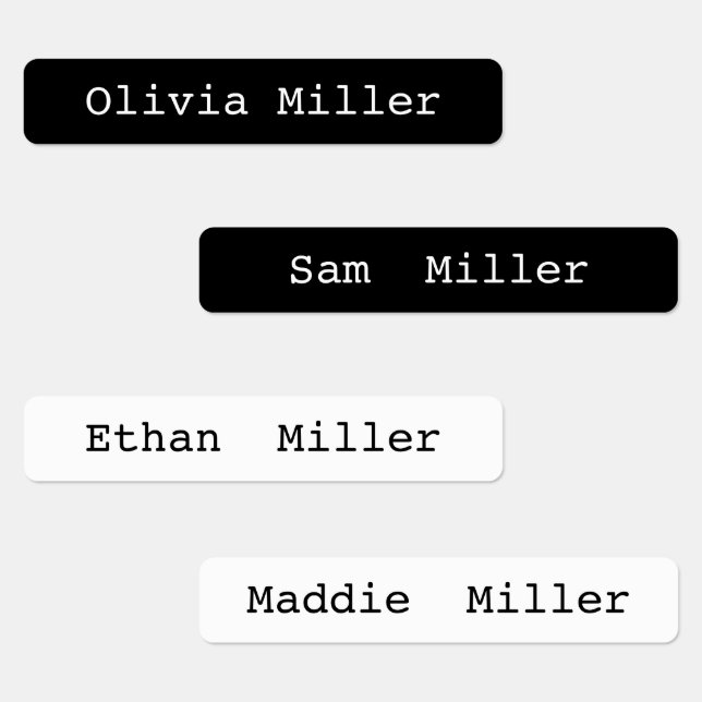 Schwarz-weiße wasserdichte Namensschilder für die  Etiketten (Gruppe)