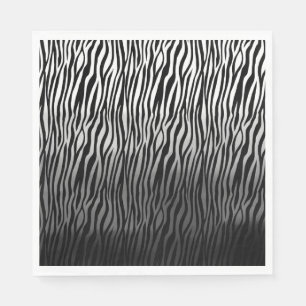 Schwarz-weiße Wasserfarbe Ombre Zebra Print Serviette
