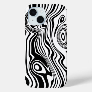 Schwarz-weiße Wavy Striping iPhone Case - Farbe