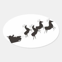 Schwarz-weiße Weihnachten Ovaler Aufkleber