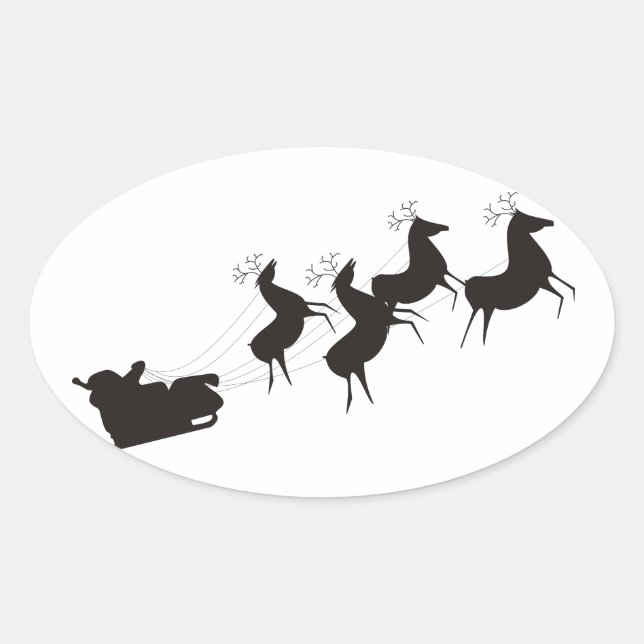 Schwarz-weiße Weihnachten Ovaler Aufkleber (Vorderseite)
