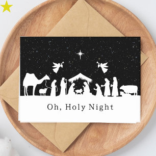 Schwarz-weiße Weihnachtskrippe religiöses Weihnach Karte