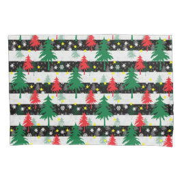 Schwarz-weiße Weihnachtsschnee Streifen Rote Grüne Kissenbezug