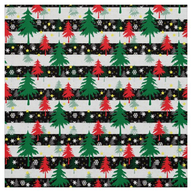 Schwarz-weiße Weihnachtsschnee Streifen Rote Grüne Stoff (Muster)