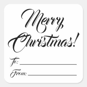Schwarz-weiße Weihnachtszeit von leerer Schrift Quadratischer Aufkleber