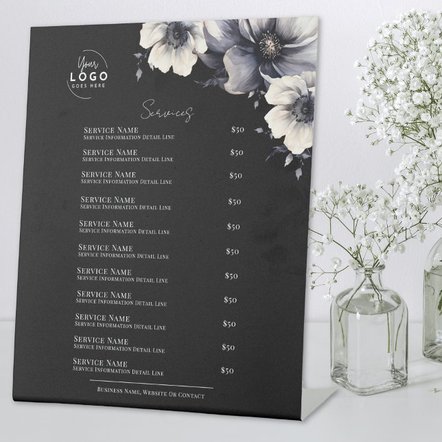 Schwarz-weiße Wellness-Center-Services Sockelschild (Black White Spa Services Pedestal Sign)