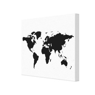 Schwarz-weiße Weltkarte Leinwanddruck