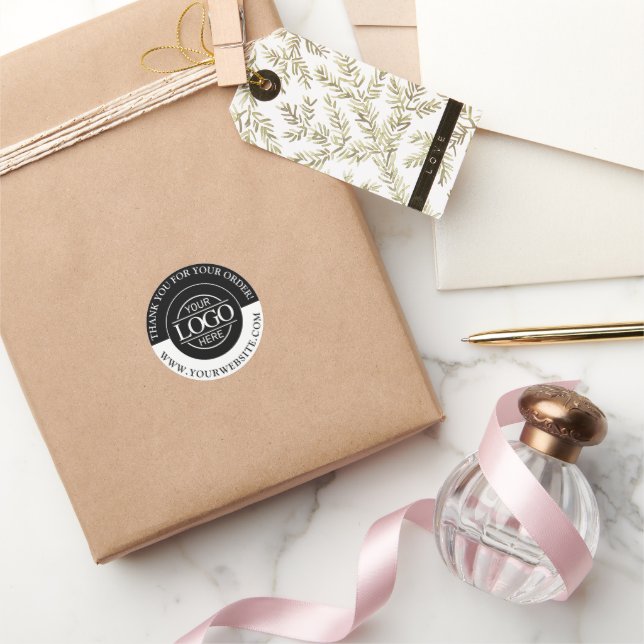 Schwarz-weiße Werbung für kundenspezifische Logos Runder Aufkleber (Schenken)