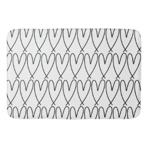 Schwarz-Weiße Whimsical Cute Herzen Badematte
