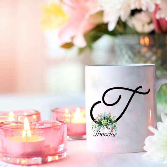 Schwarz-weiße Wildblumen Kaffeezubereitung Tasse (Von Creator hochgeladen)