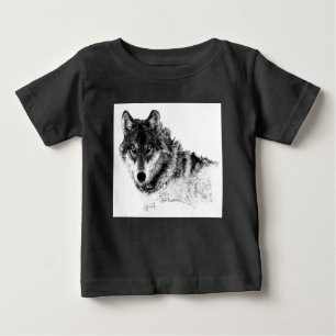 Schwarz-weiße Wolf-Augen Baby T-shirt