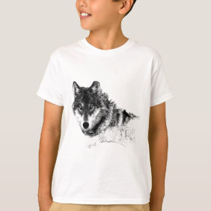 Schwarz-weiße Wolf-Augen T-Shirt