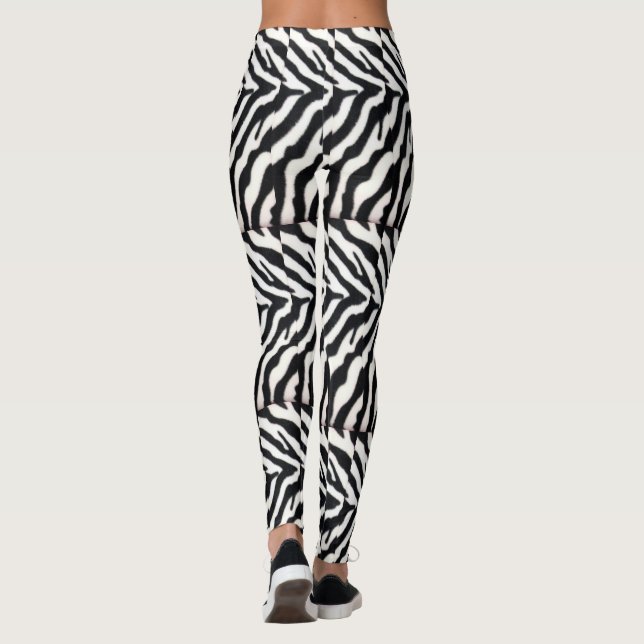 SCHWARZ-WEISSE ZEBRA-HAUT LEGGINGS (Rückseite)
