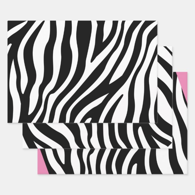Schwarz-weiße Zebra Print Geschenkpapier Set (Set)