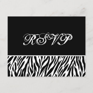 Schwarz-weiße Zebra Print UAWG Wedding Response Ca RSVP Karte