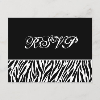 Schwarz-weiße Zebra Print UAWG Wedding Response Ca RSVP Karte