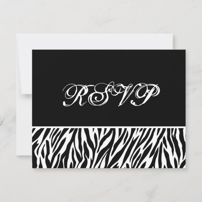 Schwarz-weiße Zebra Print UAWG Wedding Response Ca RSVP Karte (Vorderseite)