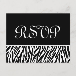 Schwarz-weiße Zebra Print UAWG Wedding Response Ca RSVP Karte