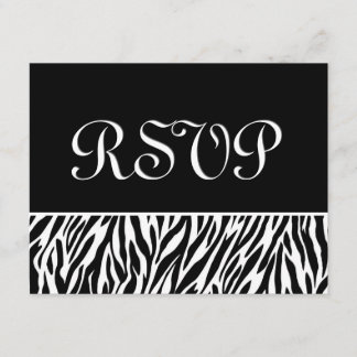 Schwarz-weiße Zebra Print UAWG Wedding Response Ca RSVP Karte