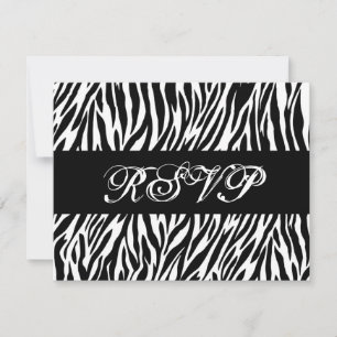 Schwarz-weiße Zebra Print UAWG Wedding Response Ca RSVP Karte