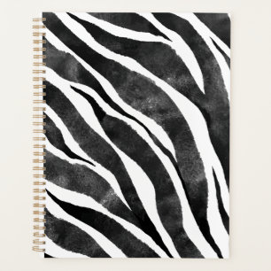 Schwarz-weiße Zebra-Tierausdruck Planer