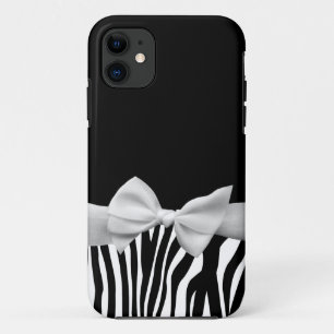 Schwarz-weiße Zebrastreifen und weißes Band iPhone 11 Hülle