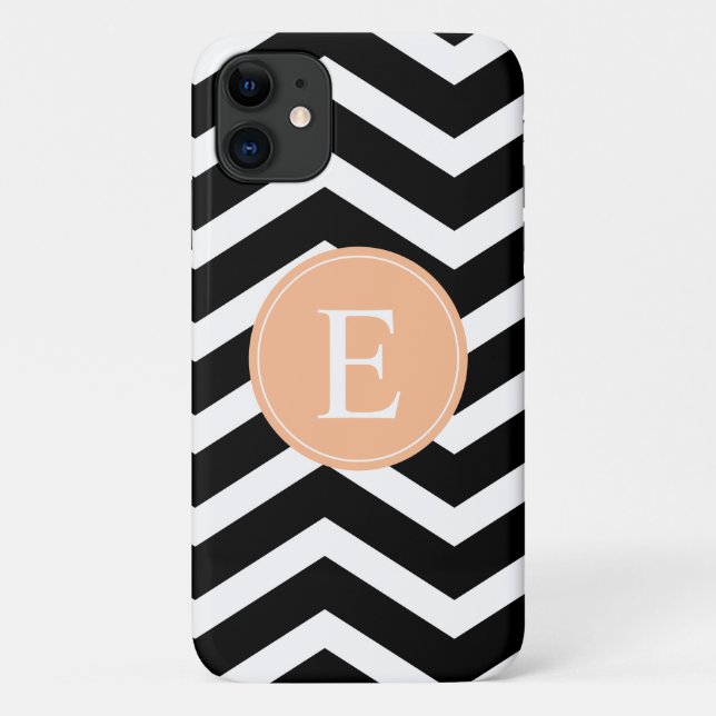 Schwarz-weiße Zickzack Orange Case-Mate iPhone Hülle (Rückseite)
