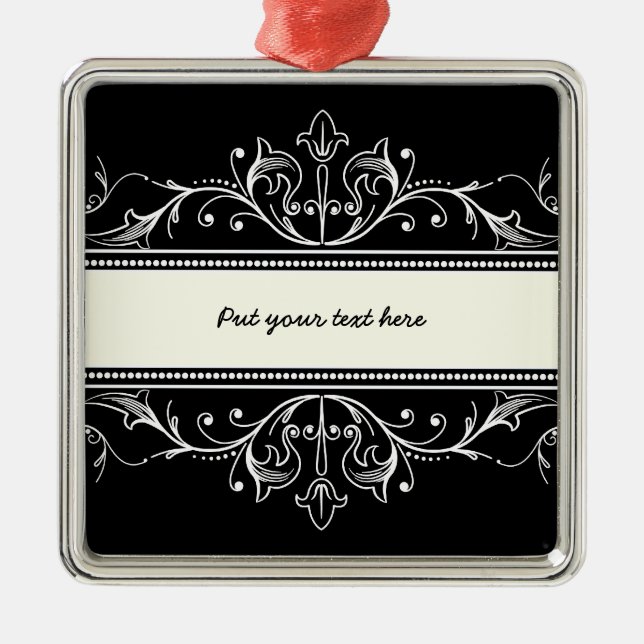 Schwarz-weiße Ziergegenstände Ornament Aus Metall (Vorne)