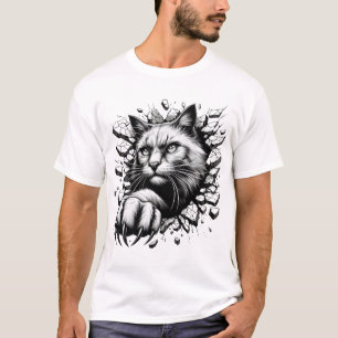 Schwarz-weißer 3D-realistischer Cat Unique Royal T T-Shirt